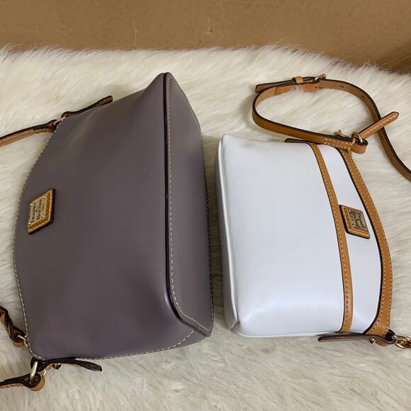 DOONEY & BOURKE Smooth White Italian Leather Petite Domed Crossbody - Picture 15 of 16